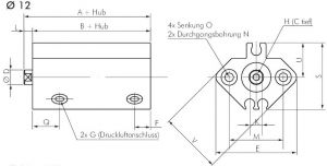 Kompaktzylinder, doppeltwirkend, SQ (Eco-Line), Zylinder, Kolben, Hub, Pneumatikzylinder, Isozylinder, Iso-Zylinder